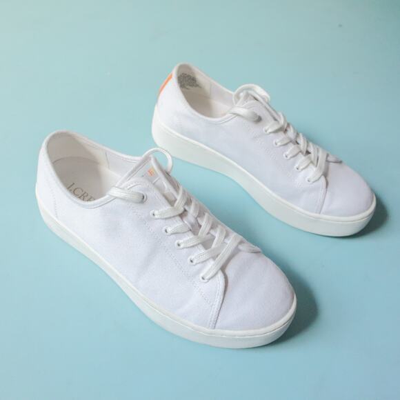 J Crew White Rainbow Stripe Platform Lace Up Sneakers Size 7 - Picture 2 of 7